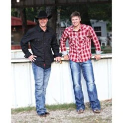 Rock N Roll Cowboy Men's Black Tonal Satin Plaid Snap Shirt -Cinc Clothing Shop B2S5104 alt 201