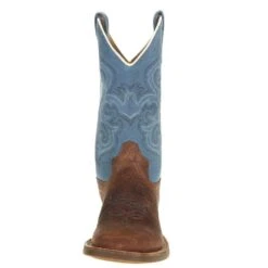 Old West Youth Brown Bull Hide Sky Blue Suede Shaft Cowboy Boot -Cinc Clothing Shop BCS1944 11