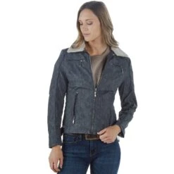 Montanaco Women's Faux Leather Grey Jacket -Cinc Clothing Shop BF19278 GRY 02