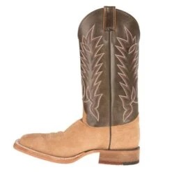 Justin Boot Company Men's Bent Rail Khaki Roughout Square Toe Cowboy Boot -Cinc Clothing Shop BR767 2