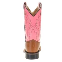 Old West Childrens Tan Canyon Pink Top Square Toe Boot -Cinc Clothing Shop BSC1839 PG 60 7668