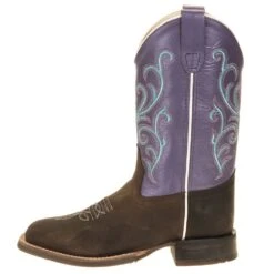 Old West Kids Purple Top Brown Foot Cowgirl Boots -Cinc Clothing Shop BSC1907 2