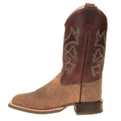 Old West Kids Burnt Red Waxy Top Brown Bull Hide Foot Cowboy Boot -Cinc Clothing Shop BSC1912 2
