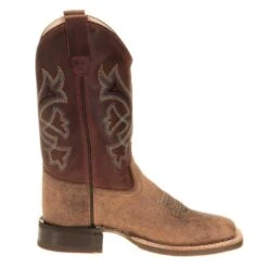 Old West Kids Burnt Red Waxy Top Brown Bull Hide Foot Cowboy Boot -Cinc Clothing Shop BSC1912 4