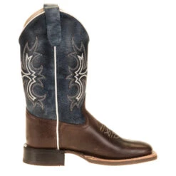 Old West Youth Wipe Out Blue Shaft Brown Foot Cowboy Boots -Cinc Clothing Shop BSC1914 41
