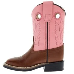 Old West Infant Toddler Tan And Pink Square Toe Cowgirl Boot -Cinc Clothing Shop BSI1 20839 03