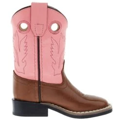 Old West Infant Toddler Tan And Pink Square Toe Cowgirl Boot -Cinc Clothing Shop BSI1 20839 05