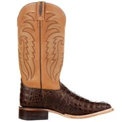 Old West Men's Old West Brown Horn Back Caiman Print 13in. Tan Top Square Toe Boot -Cinc Clothing Shop BSM1886 5