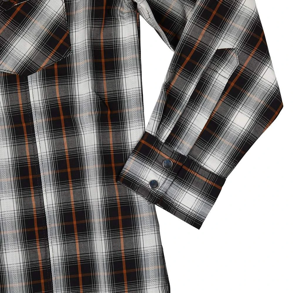 Wrangler Boys Black Plaid Snap Shirt 5 Wrangler Boys Black Plaid Snap Shirt - Image 3