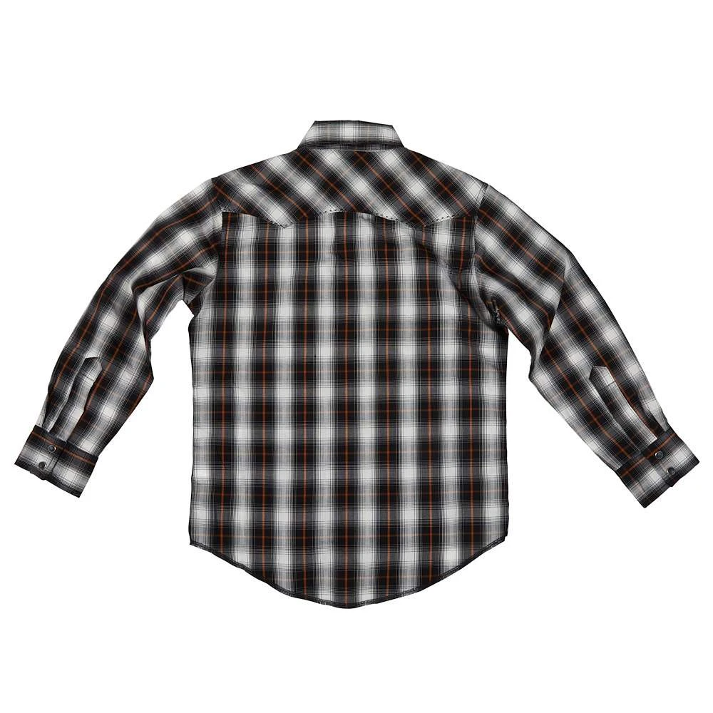 Wrangler Boys Black Plaid Snap Shirt 6 Wrangler Boys Black Plaid Snap Shirt - Image 4