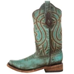 Corral Women`s Turquoise Brown 12in. Square Toe Boot -Cinc Clothing Shop C3851 03