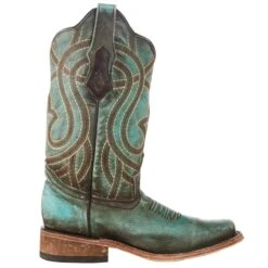 Corral Women`s Turquoise Brown 12in. Square Toe Boot -Cinc Clothing Shop C3851 05