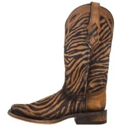 Corral Women`s Black & Brown Zebra Print 11in. Boot -Cinc Clothing Shop C3859 03