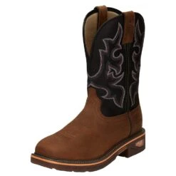 Justin Boots Men's Russett Resistor Caramel 13in. Black H20 Nano Comp Work Boot -Cinc Clothing Shop CR4012