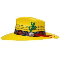 Charlie 1 Horse Mariachi Yellow 3 3/4in. Brim Straw Fashion Hat -Cinc Clothing Shop CSMRCI 3436YL 2
