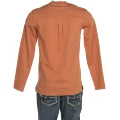 Rasco FR Burnt Orange Utility Henley -Cinc Clothing Shop FR0613BO 3