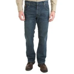 Wrangler Mens FR Slim Boot Cut Caden Dark Tint Jeans -Cinc Clothing Shop FR77MCN 1