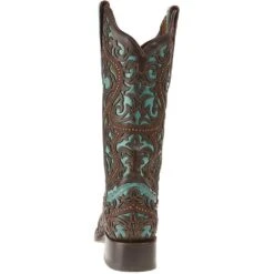 Women's Corral Turquoise Cowgirl Boots With Brown Laser Studs -Cinc Clothing Shop G1416 3