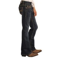 Girls Rock & Roll Denim Dark Wash Stretch Bootcut Jean -Cinc Clothing Shop G5 1700 2