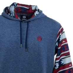 Hooey Men's Parker Navy Aztec Hooded Sweatshirt -Cinc Clothing Shop HH1176NVAZ 2
