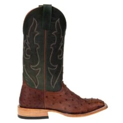 Horsepower Men's Horsepower Cognac Full Quill Ostrich 13in. Green Top Square Toe Boots -Cinc Clothing Shop HP8018 4