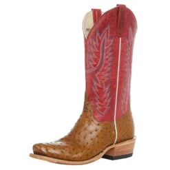 Horsepower Boots Men's TH Antique Saddle Full Quill Ostrich 13in. Red Sinsation Top Boot -Cinc Clothing Shop HP9506 1
