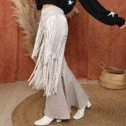 Tiered Fringe Flare Denim Pants -Cinc Clothing Shop IP85583 01 02