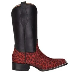 Circle G Kids Red Leopard Foot Black Shaft Cowboy Boot -Cinc Clothing Shop J7110 2