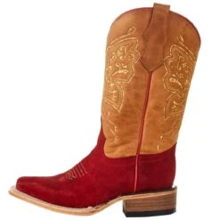 Circle G Kids Red Suede Foot With Honey Top Square Toe Cowboy Boot -Cinc Clothing Shop J7117 03