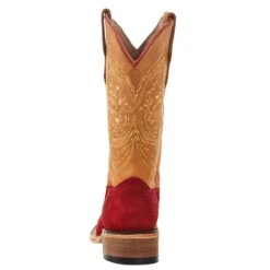 Circle G Kids Red Suede Foot With Honey Top Square Toe Cowboy Boot -Cinc Clothing Shop J7117 04