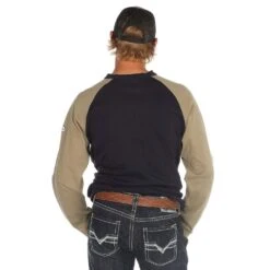 Rasco Fr Men's Khaki/Navy Henley Flame Resistant T-Shirt -Cinc Clothing Shop KNT465 3