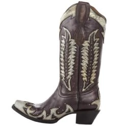 Circle G Women`s Black Bone Overlay 13in. Boot -Cinc Clothing Shop L2043 04