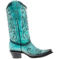 Circle G Women's Turquoise 13in. Top Snip Toe Boot -Cinc Clothing Shop L2076 05