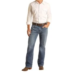 Rock N Roll Cowboy Double Barrel Straight Bootcut Jeans -Cinc Clothing Shop M0S1791 01