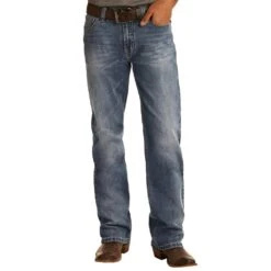 Rock N Roll Cowboy Men's And Double Barrel Light Wash Jeans -Cinc Clothing Shop M0S7716 1