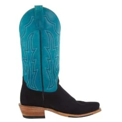 Macie Bean Women`s MB TH Black Suede 13in. Turquoise Sinsation Boot -Cinc Clothing Shop M9508 5