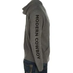 Modern Cowboy Gray Full Zip Hooded Sweatshirt -Cinc Clothing Shop MCBZH H2 MODERN COWBOY 3
