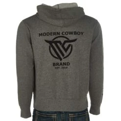 Modern Cowboy Gray Full Zip Hooded Sweatshirt -Cinc Clothing Shop MCBZH H2 MODERN COWBOY 4