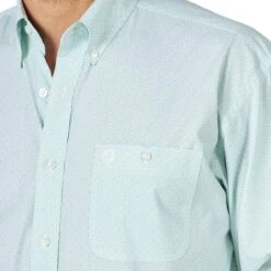 Wrangler Men's George Strait Sea Blue Printed Long Sleeve Buttondown -Cinc Clothing Shop MGSQ966 2