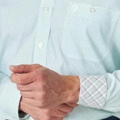 Wrangler Men's George Strait Sea Blue Printed Long Sleeve Buttondown -Cinc Clothing Shop MGSQ966 3