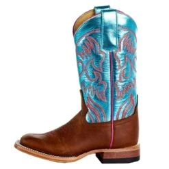 Macie Bean Kids Crazy Horse With Metallic Turquoise Top Boot -Cinc Clothing Shop MK9206 03