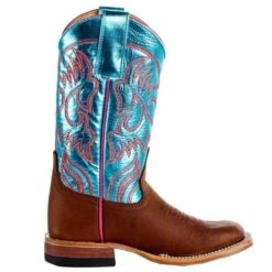 Macie Bean Kids Crazy Horse With Metallic Turquoise Top Boot -Cinc Clothing Shop MK9206 05