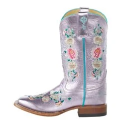 Macie Bean Kid's Pink Metallic Rose Garden Square Toe Boot -Cinc Clothing Shop MK9209 3