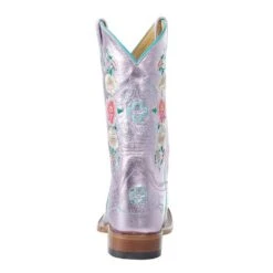 Macie Bean Kid's Pink Metallic Rose Garden Square Toe Boot -Cinc Clothing Shop MK9209 4