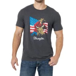 Wrangler Men's Charcoal Steer Wrestling Tee -Cinc Clothing Shop MQ6209H 1