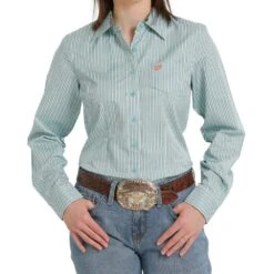 Cinch Women's Long Sleeve Stripe Shirt -Cinc Clothing Shop MSW9164198 01