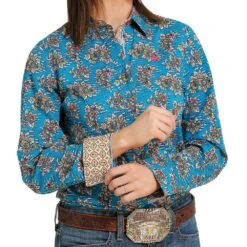 Cinch Women's Floral Print Button Down -Cinc Clothing Shop MSW9165033 02