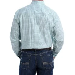 Cinch Men's Light Blue Print Long Sleeve Buttondown -Cinc Clothing Shop MTW1105178 1