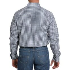 Cinch Men's Blue And White Plaid Shirt -Cinc Clothing Shop MTW1105244 1