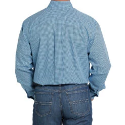 Cinch Men's Blue Printed Long Sleeve Buttondown -Cinc Clothing Shop MTW1105252 1